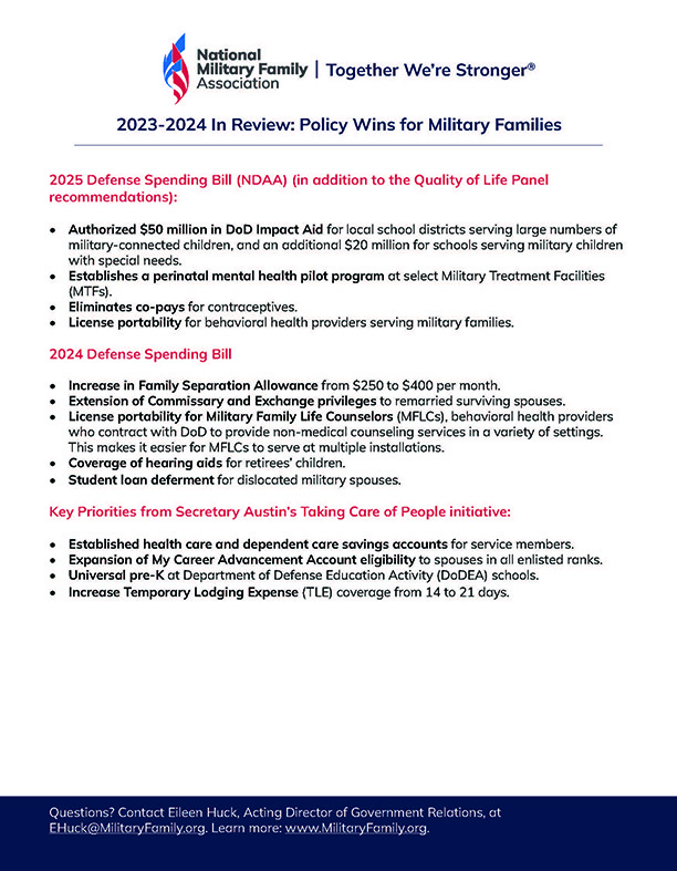 2023-2024 In Review: Policy Wins for Military Families