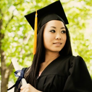 Dark haired female graduate